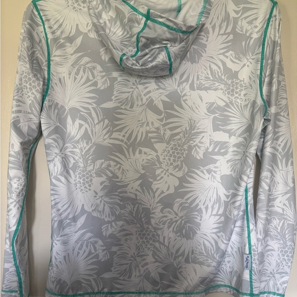 Panama Jack White and Teal Rashguard Hoodie - Picture 6 of 7